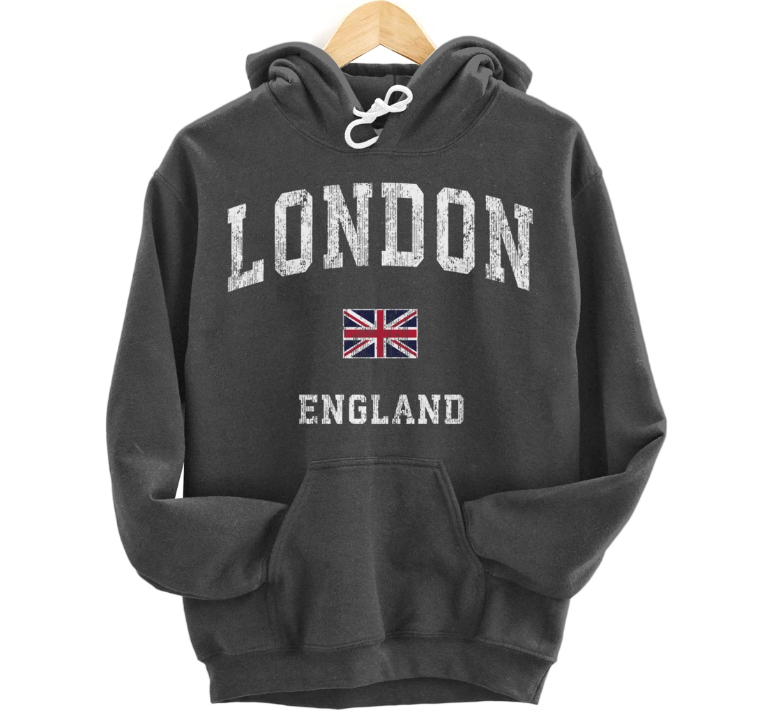 London England Vintage Athletic Sports Design Pullover Hoodie