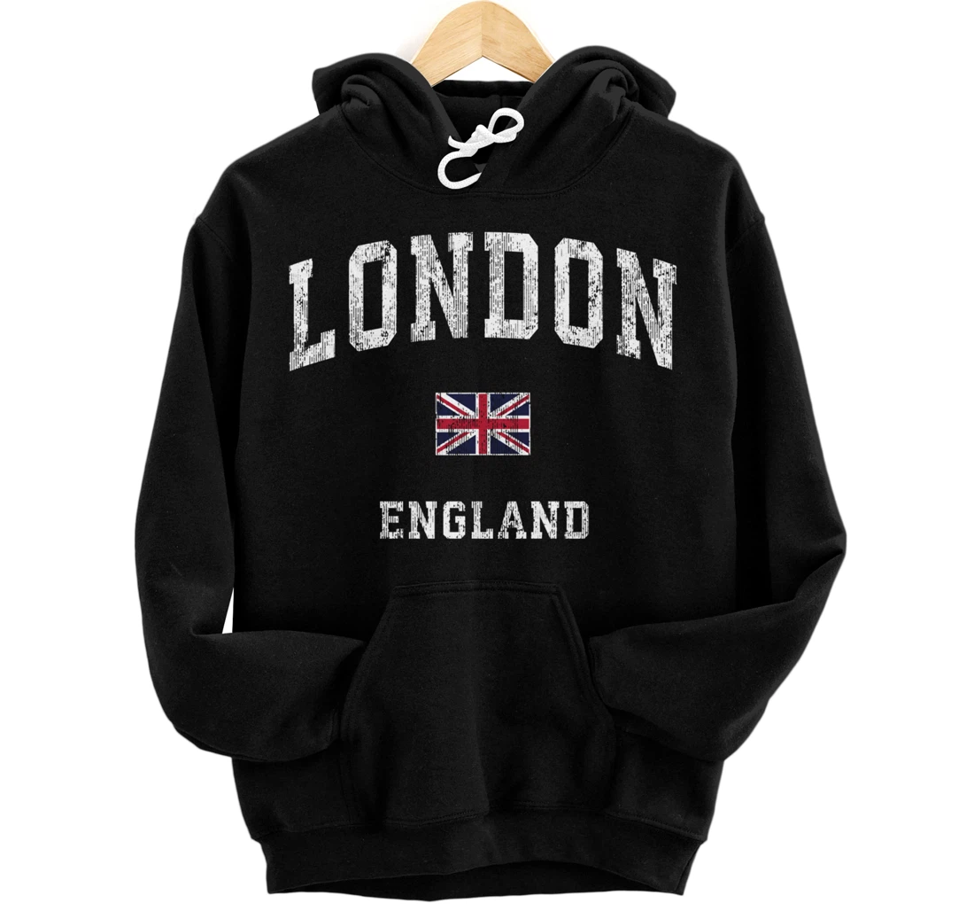 London England Vintage Athletic Sports Design Pullover Hoodie