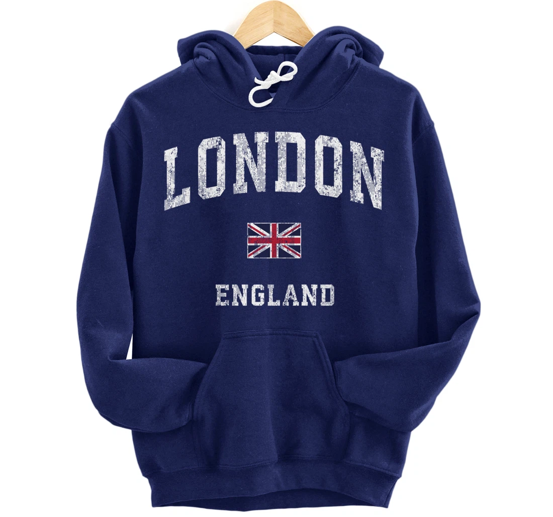 London England Vintage Athletic Sports Design Pullover Hoodie