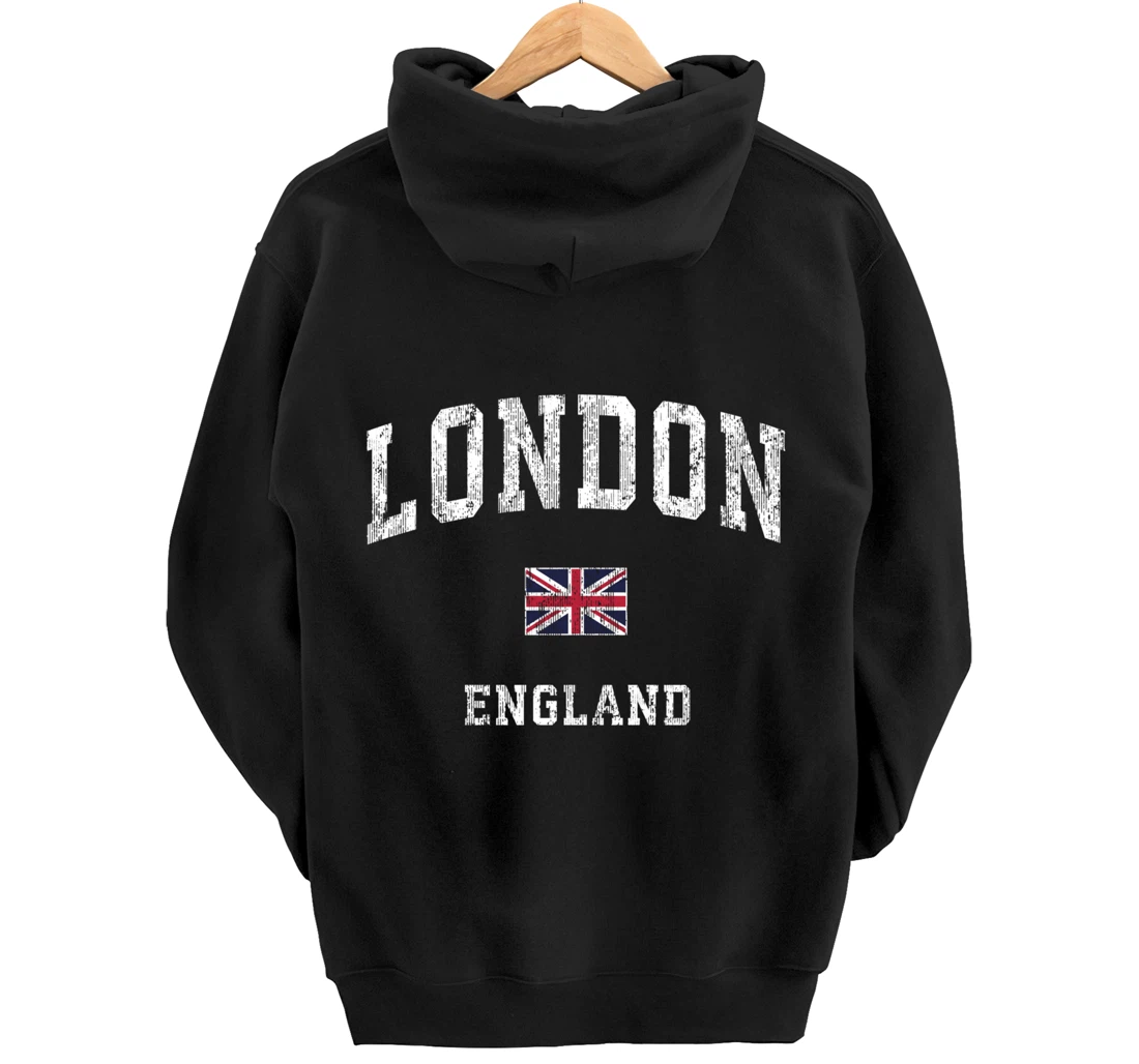 London England Vintage Athletic Sports Design Pullover Hoodie