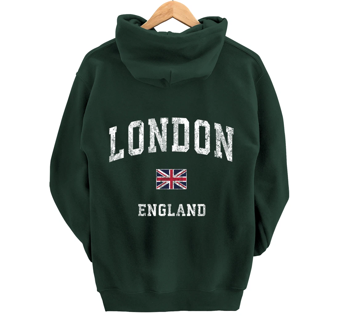London England Vintage Athletic Sports Design Pullover Hoodie