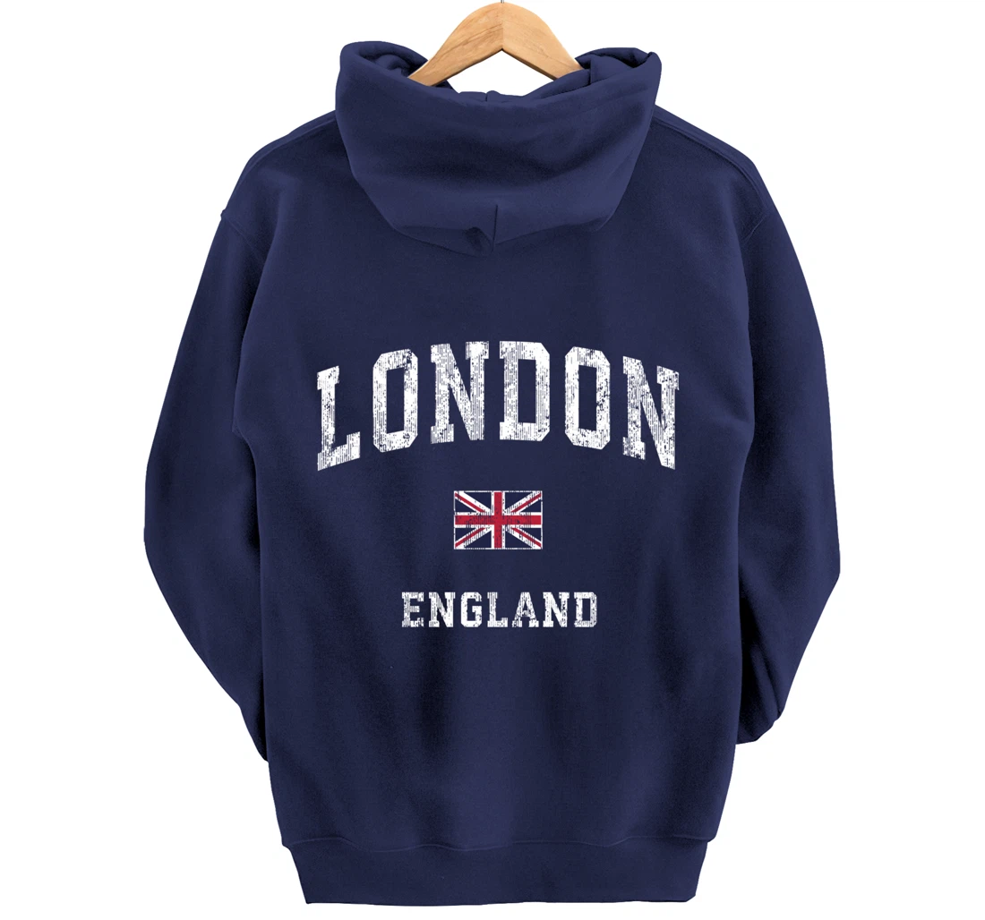 London England Vintage Athletic Sports Design Pullover Hoodie
