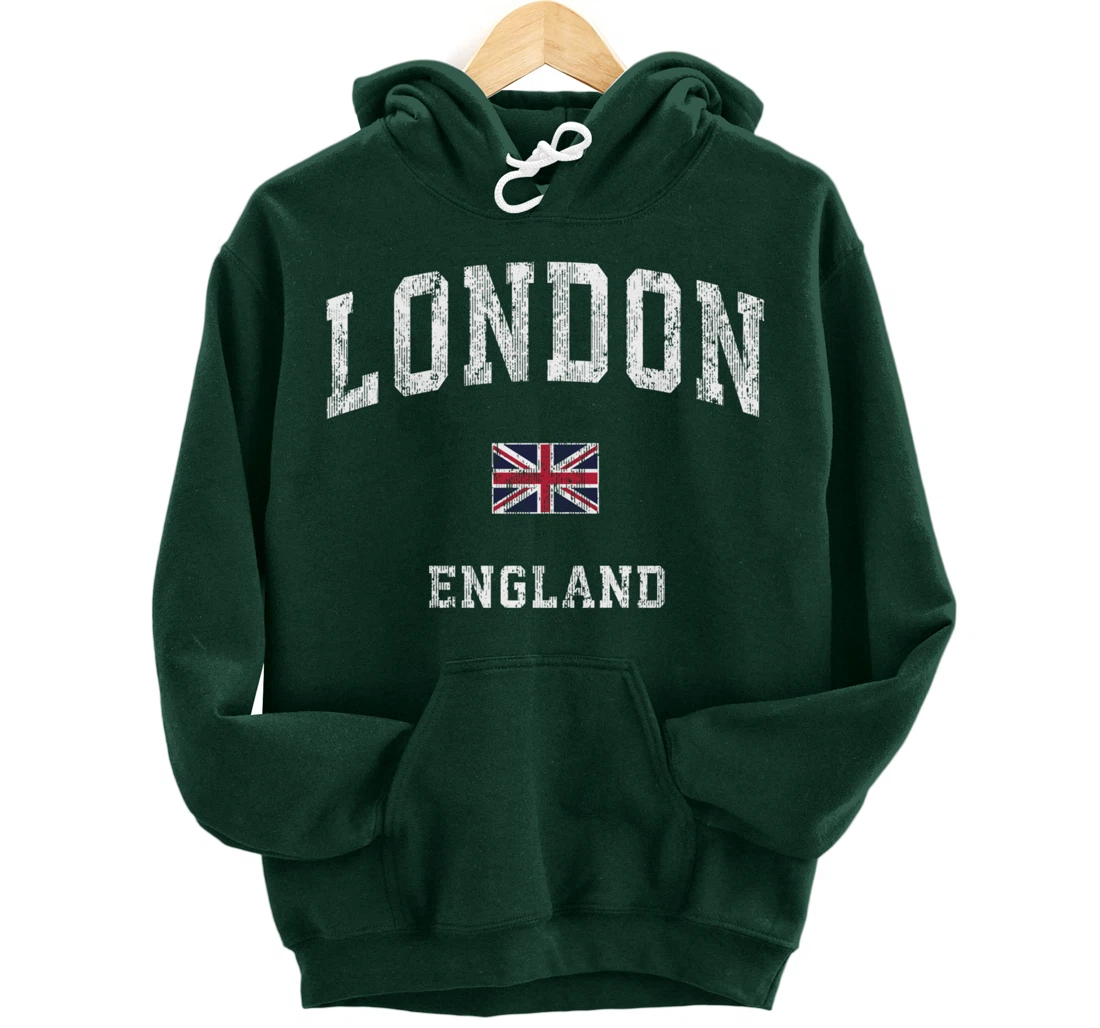 London England Vintage Athletic Sports Design Pullover Hoodie