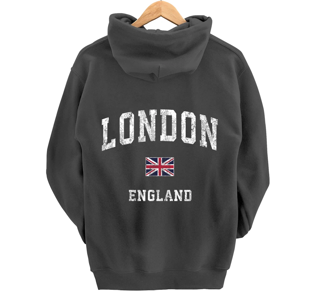 London England Vintage Athletic Sports Design Pullover Hoodie