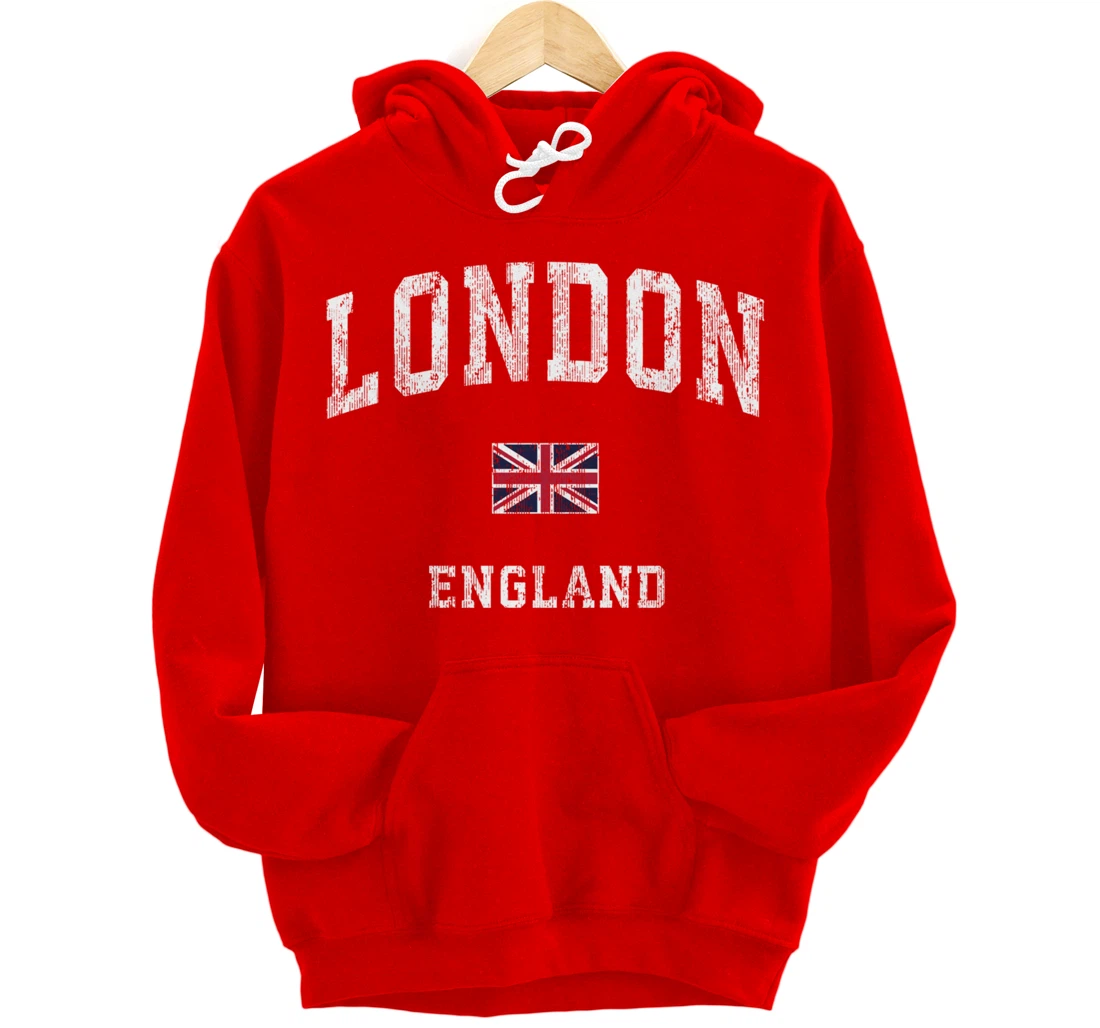London England Vintage Athletic Sports Design Pullover Hoodie