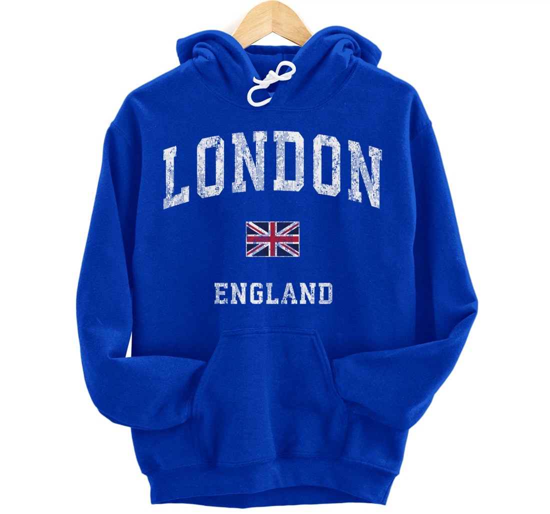 London England Vintage Athletic Sports Design Pullover Hoodie