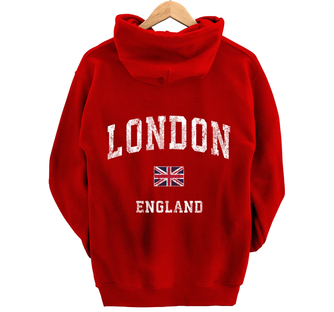 London England Vintage Athletic Sports Design Pullover Hoodie