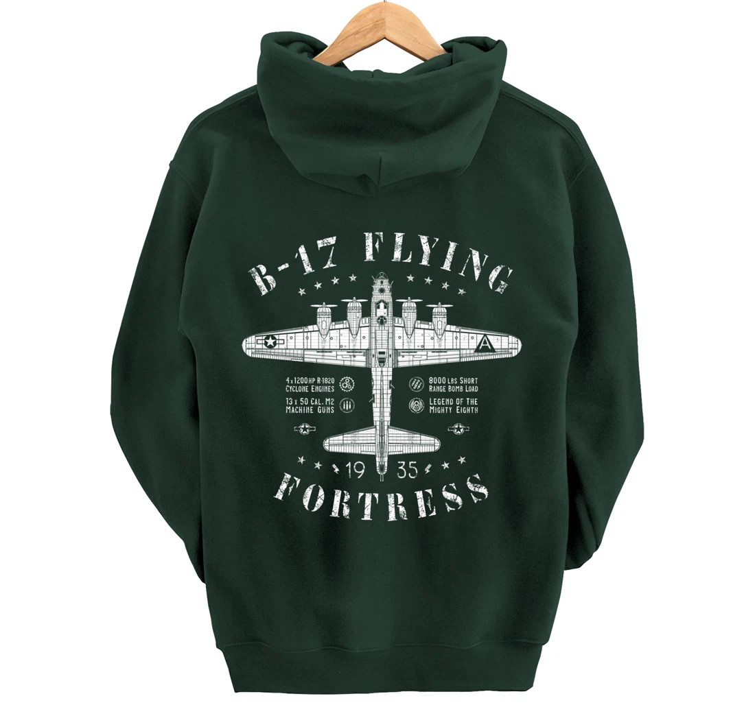 B-17 Flying Fortress | Vintage WWII Aircraft | B17 Bomber Pullover Hoodie