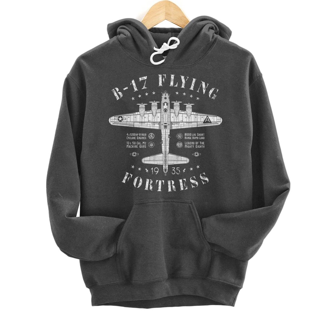 B-17 Flying Fortress | Vintage WWII Aircraft | B17 Bomber Pullover Hoodie