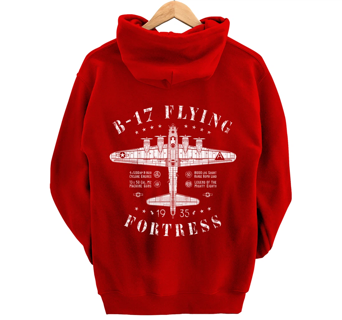 B-17 Flying Fortress | Vintage WWII Aircraft | B17 Bomber Pullover Hoodie