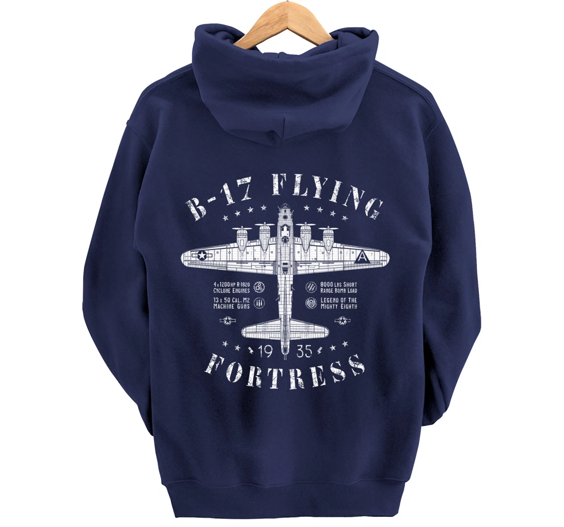 B-17 Flying Fortress | Vintage WWII Aircraft | B17 Bomber Pullover Hoodie