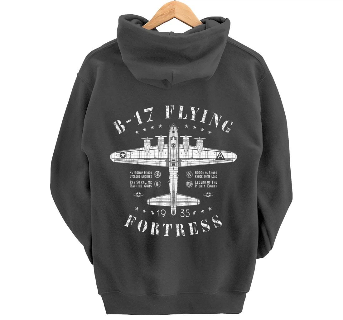 B-17 Flying Fortress | Vintage WWII Aircraft | B17 Bomber Pullover Hoodie