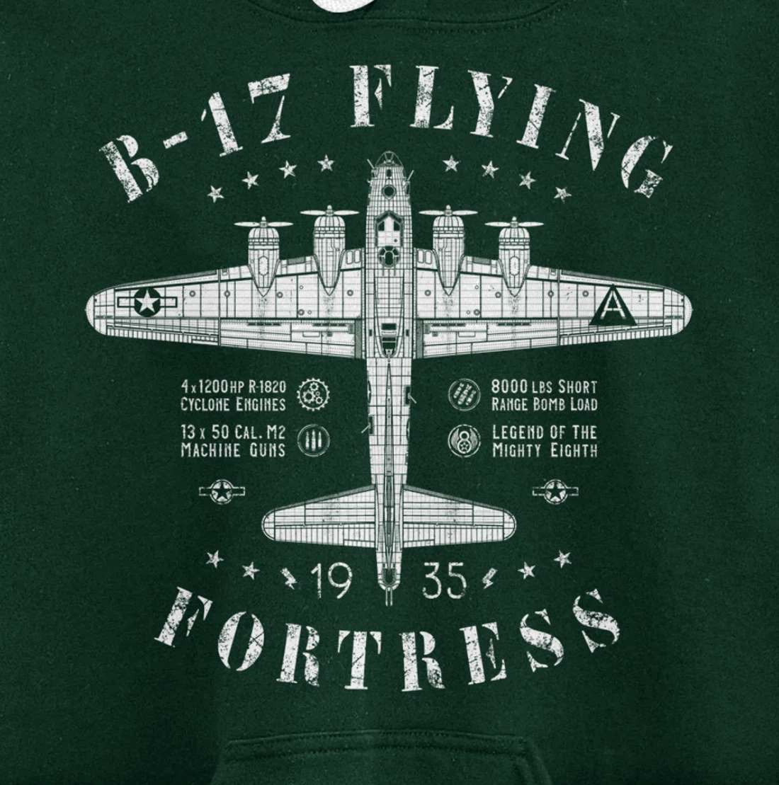 B-17 Flying Fortress | Vintage WWII Aircraft | B17 Bomber Pullover Hoodie