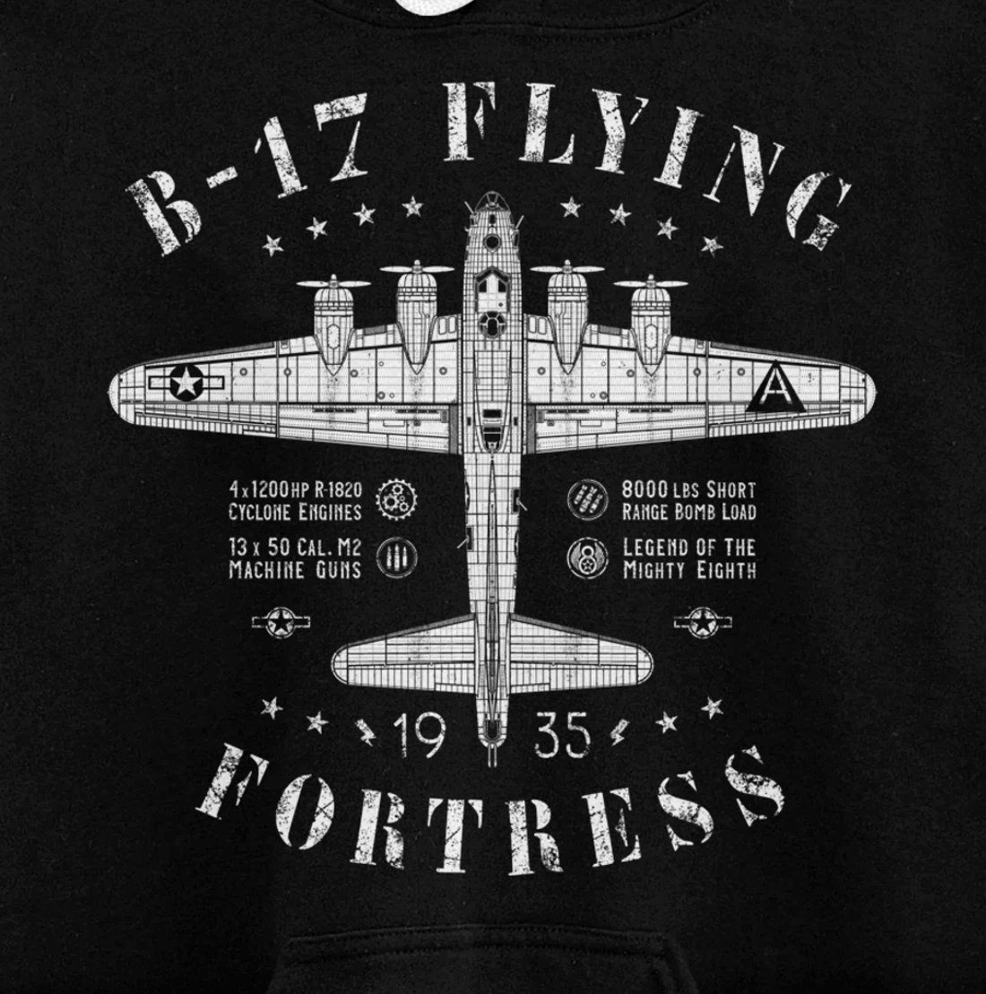 B-17 Flying Fortress | Vintage WWII Aircraft | B17 Bomber Pullover Hoodie