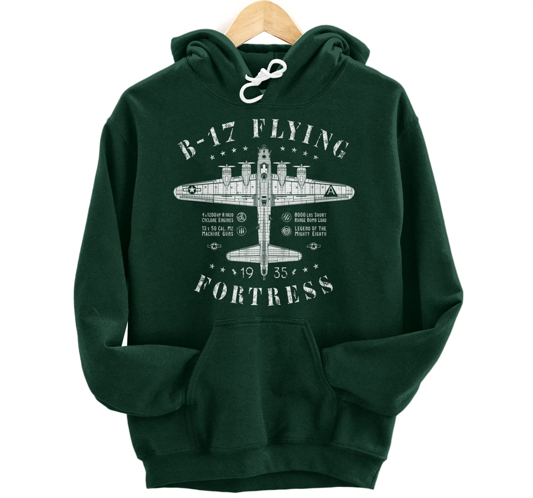 B-17 Flying Fortress | Vintage WWII Aircraft | B17 Bomber Pullover Hoodie