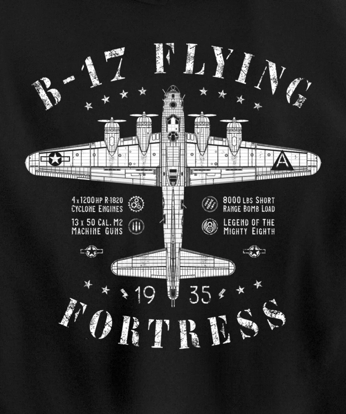 B-17 Flying Fortress | Vintage WWII Aircraft | B17 Bomber Pullover Hoodie