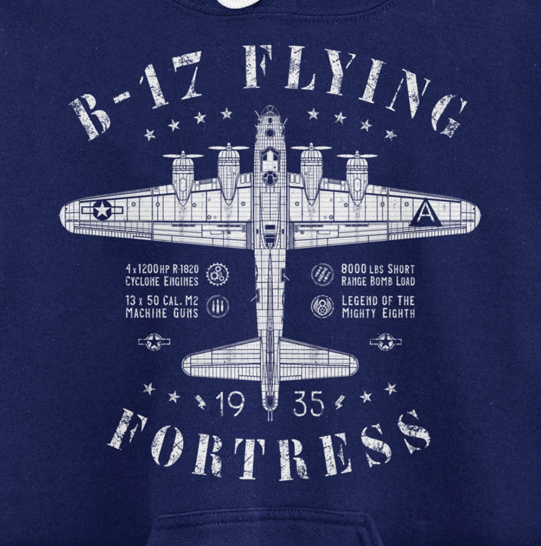 B-17 Flying Fortress | Vintage WWII Aircraft | B17 Bomber Pullover Hoodie