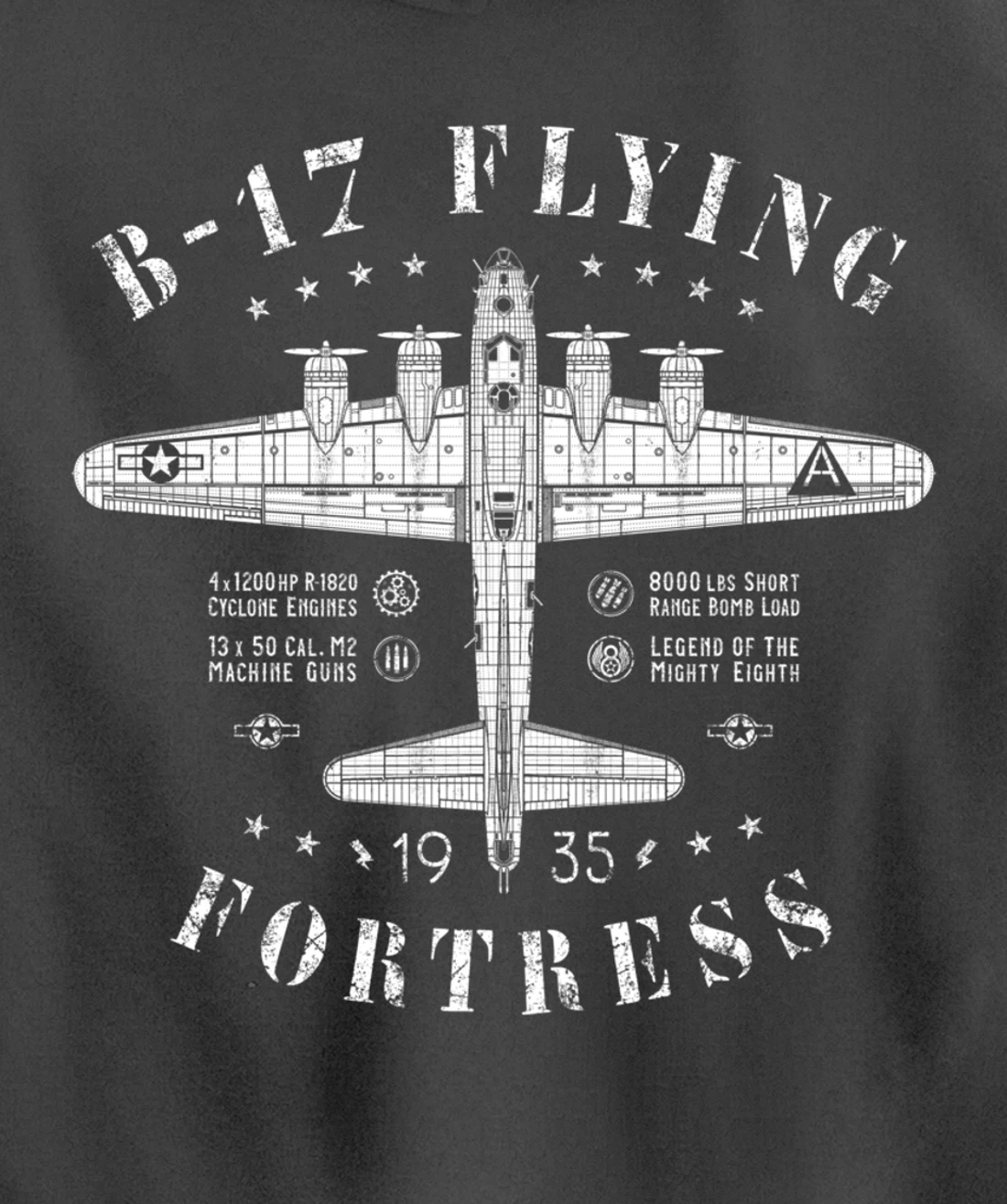 B-17 Flying Fortress | Vintage WWII Aircraft | B17 Bomber Pullover Hoodie