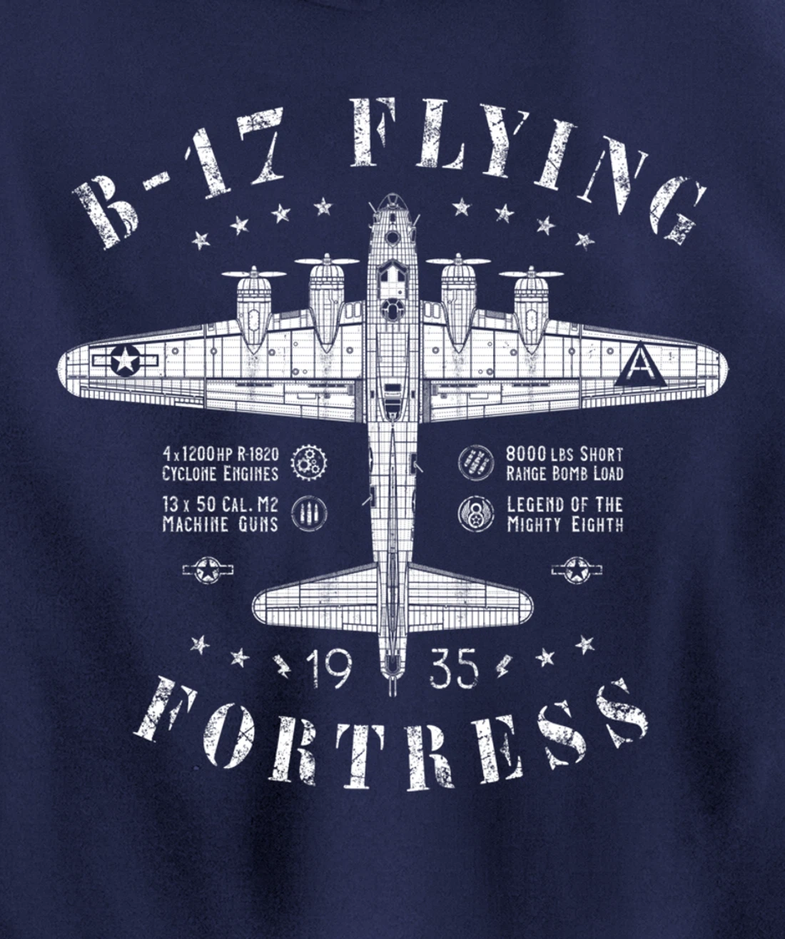 B-17 Flying Fortress | Vintage WWII Aircraft | B17 Bomber Pullover Hoodie