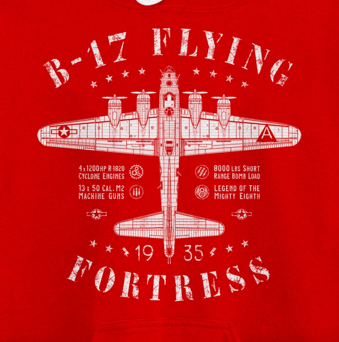 B-17 Flying Fortress | Vintage WWII Aircraft | B17 Bomber Pullover Hoodie