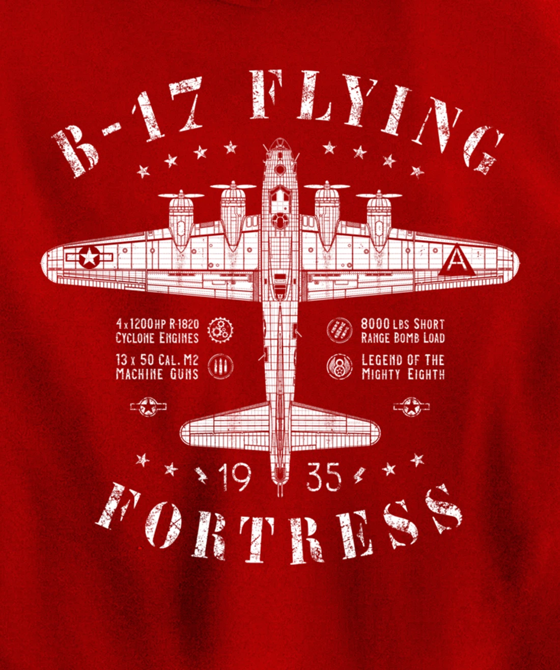 B-17 Flying Fortress | Vintage WWII Aircraft | B17 Bomber Pullover Hoodie