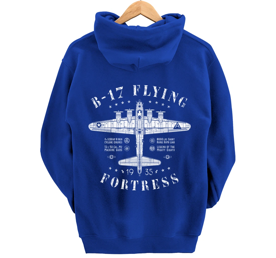 B-17 Flying Fortress | Vintage WWII Aircraft | B17 Bomber Pullover Hoodie