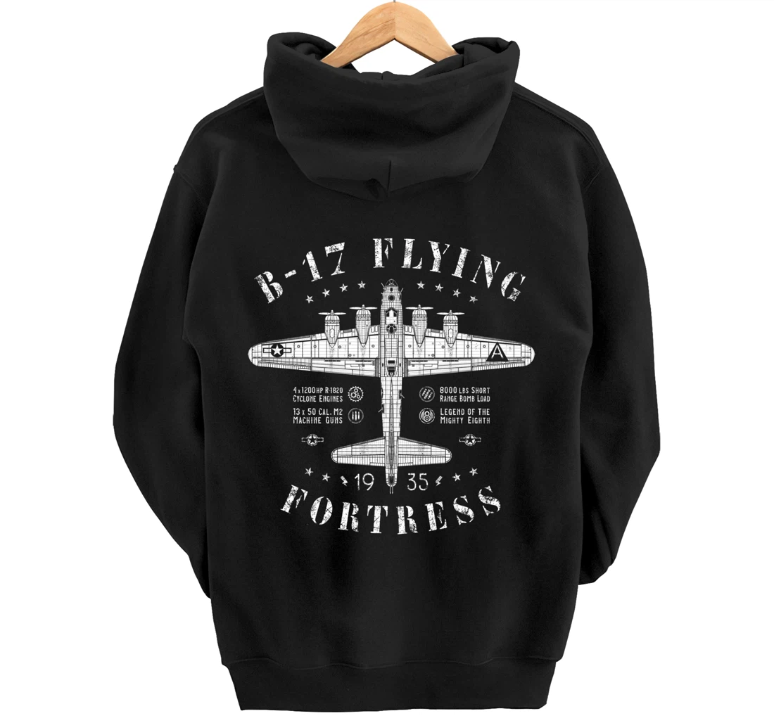 B-17 Flying Fortress | Vintage WWII Aircraft | B17 Bomber Pullover Hoodie