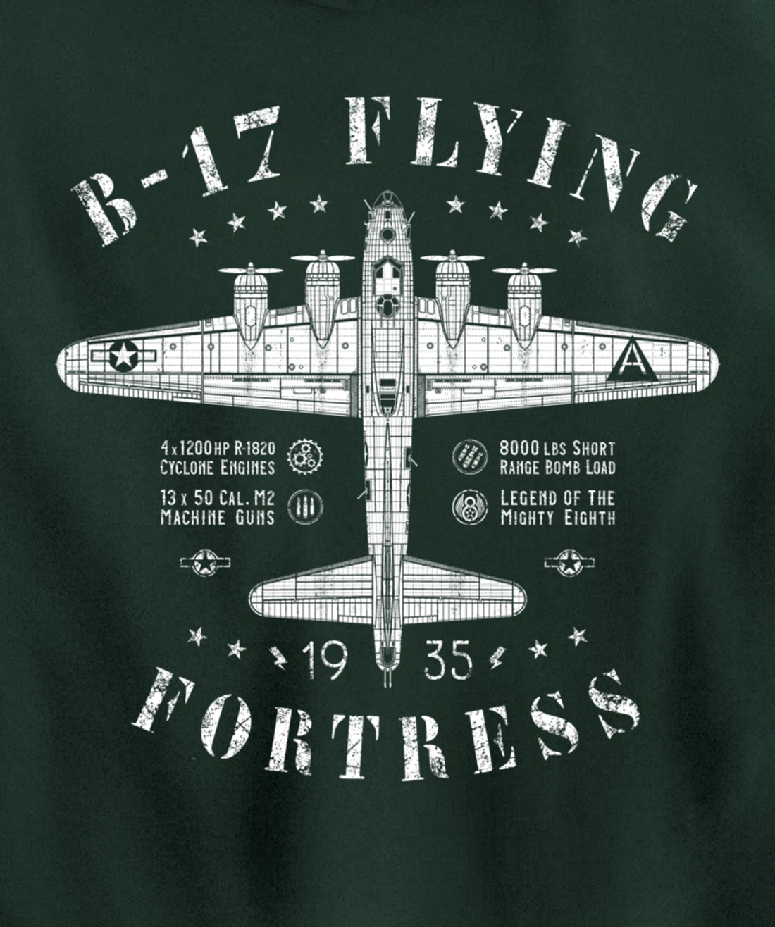 B-17 Flying Fortress | Vintage WWII Aircraft | B17 Bomber Pullover Hoodie