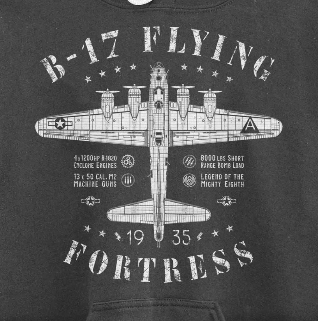 B-17 Flying Fortress | Vintage WWII Aircraft | B17 Bomber Pullover Hoodie