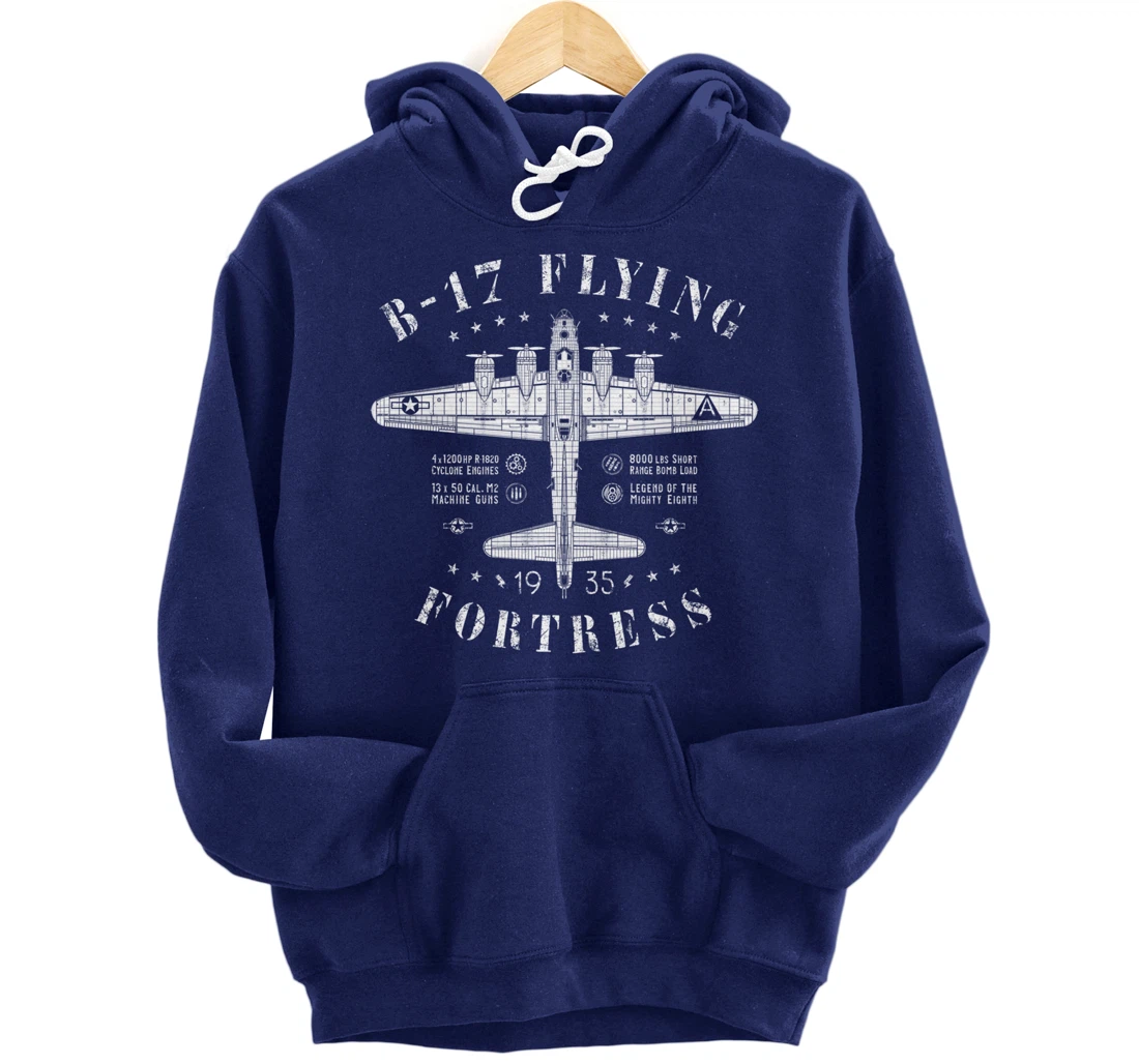 B-17 Flying Fortress | Vintage WWII Aircraft | B17 Bomber Pullover Hoodie