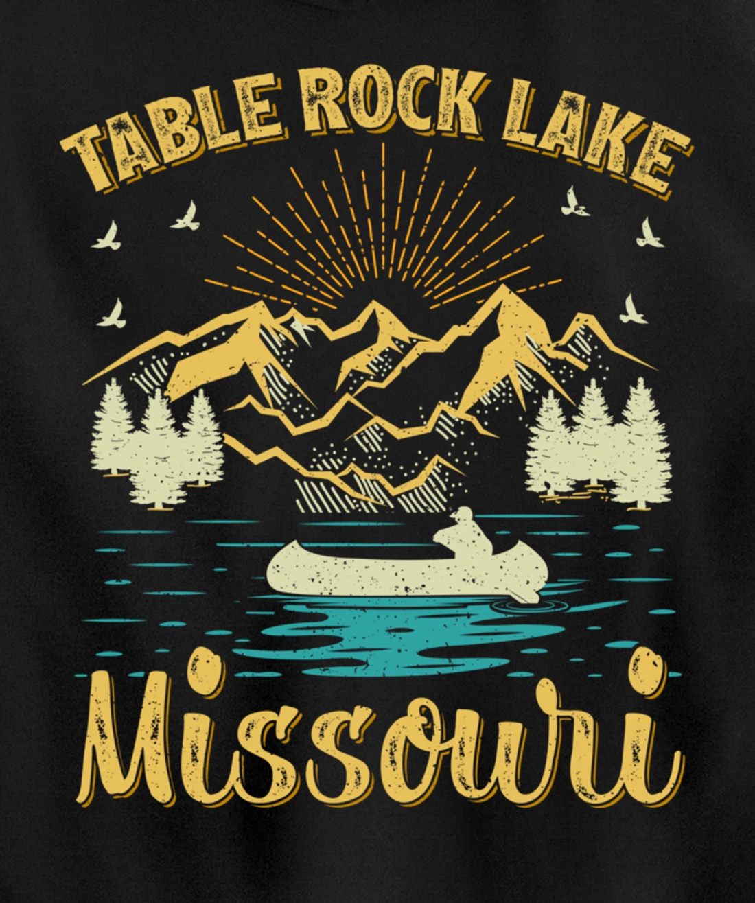 Summer Vacation Retro Mountain Missouri Table Rock Lake Pullover Hoodie