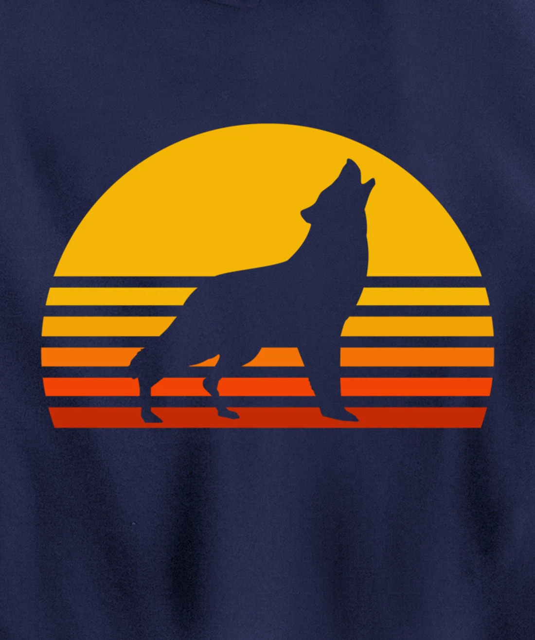 Retro Wolf Howling Wolf In Sunset Vintage Wolves Pullover Hoodie