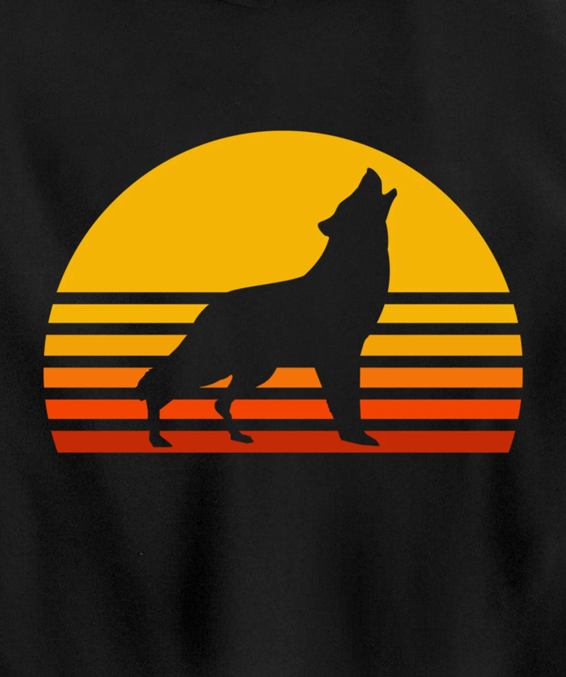 Retro Wolf Howling Wolf In Sunset Vintage Wolves Pullover Hoodie