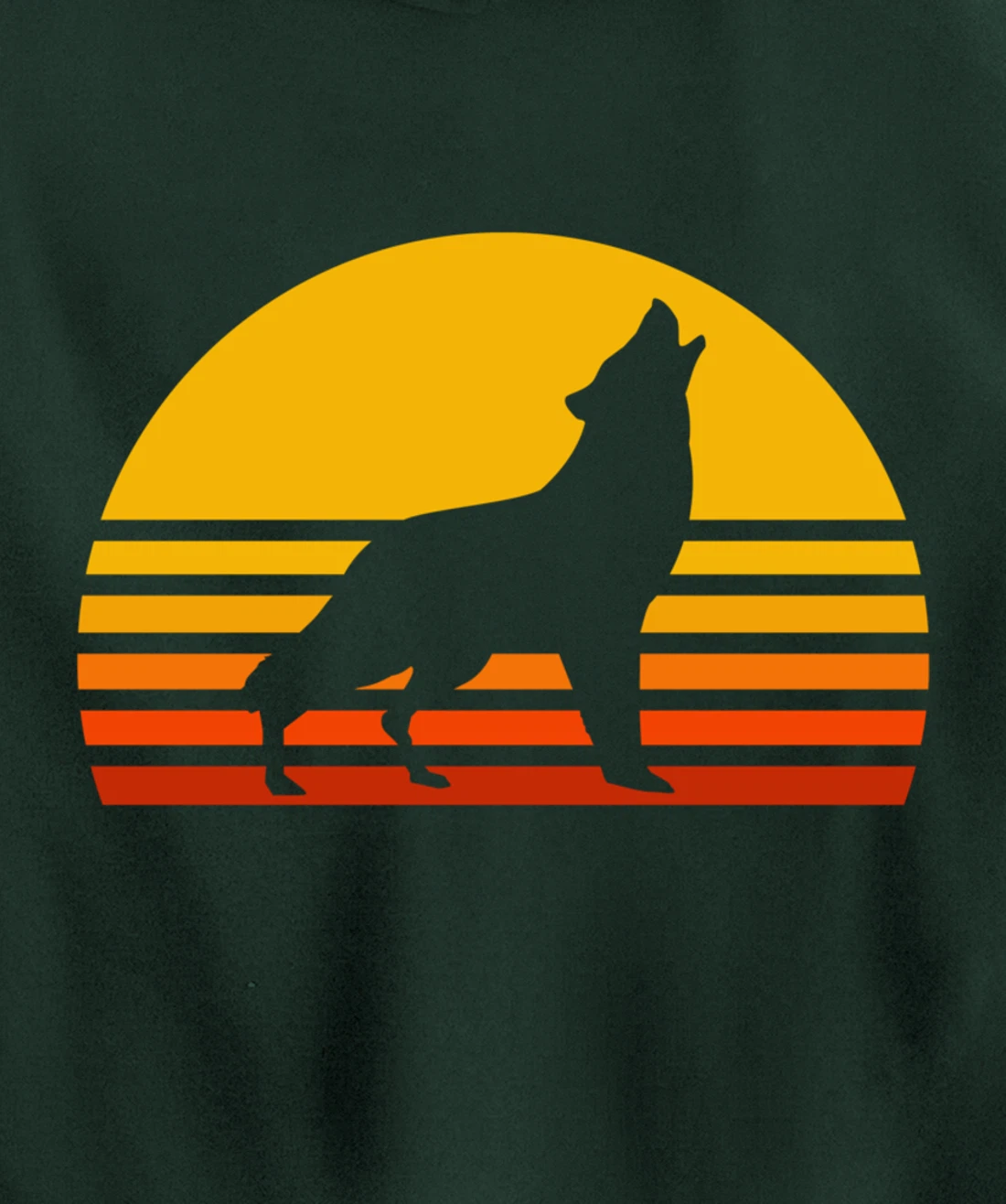 Retro Wolf Howling Wolf In Sunset Vintage Wolves Pullover Hoodie