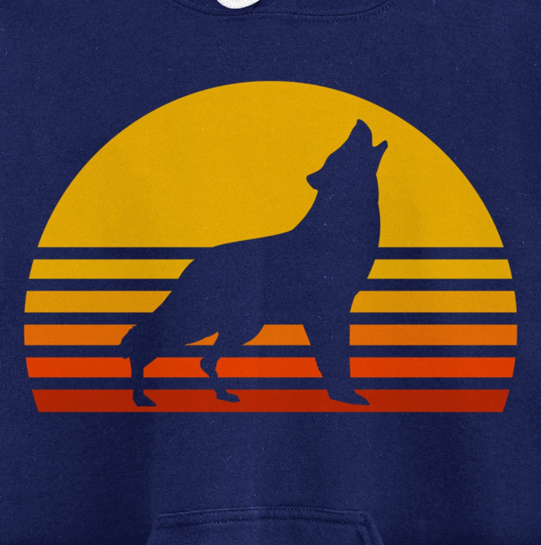 Retro Wolf Howling Wolf In Sunset Vintage Wolves Pullover Hoodie