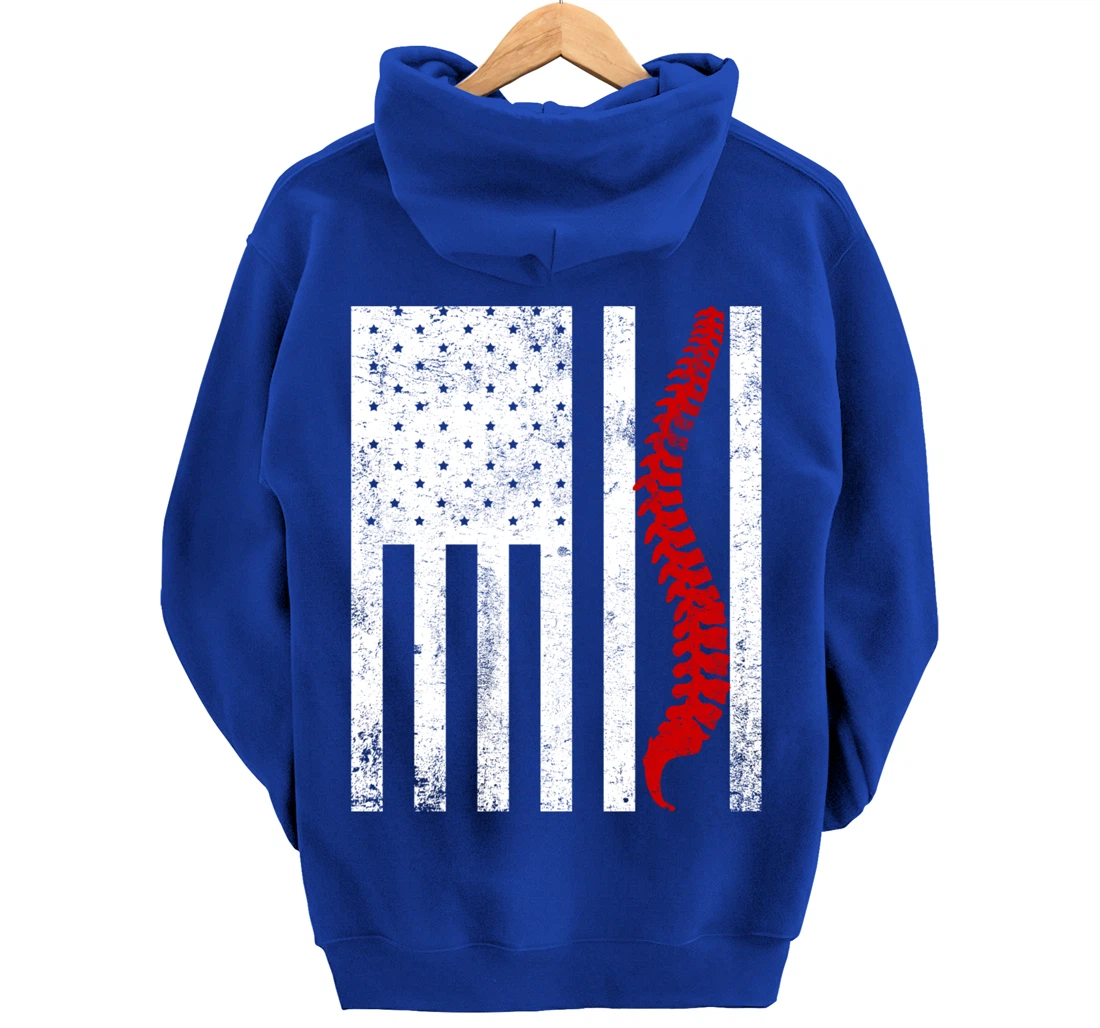 Spine Flag Funny Chiropractic Spinal Care Chiropractor Gift Pullover Hoodie