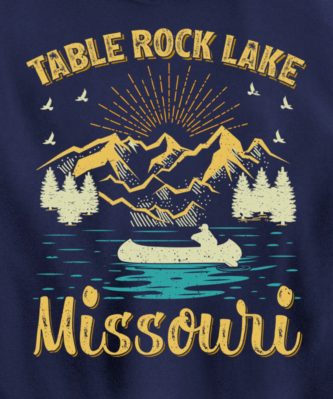 Summer Vacation Retro Mountain Missouri Table Rock Lake Pullover Hoodie