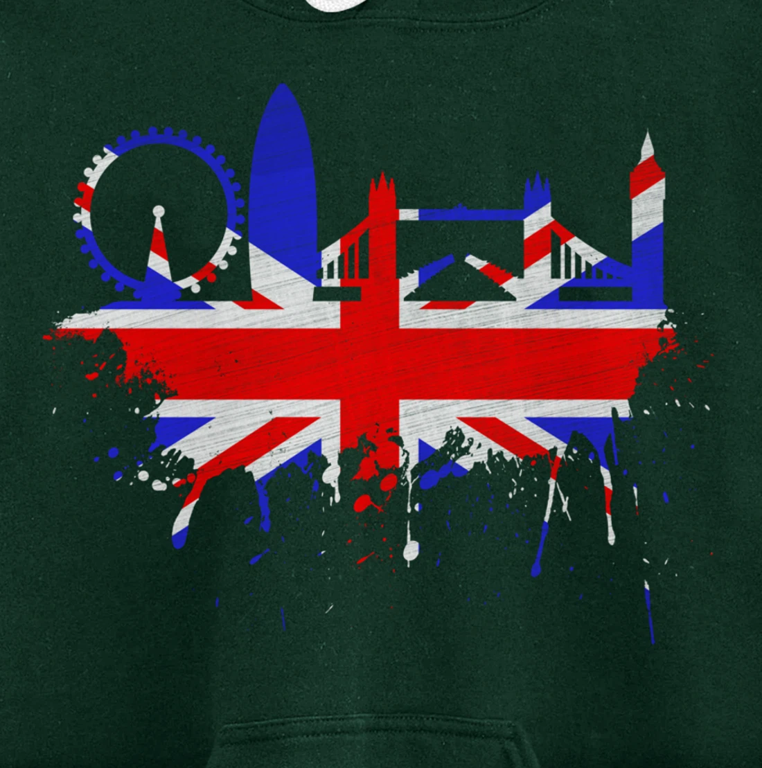 London Skyline England Love Union Jack United Kingdom Flag Pullover Hoodie