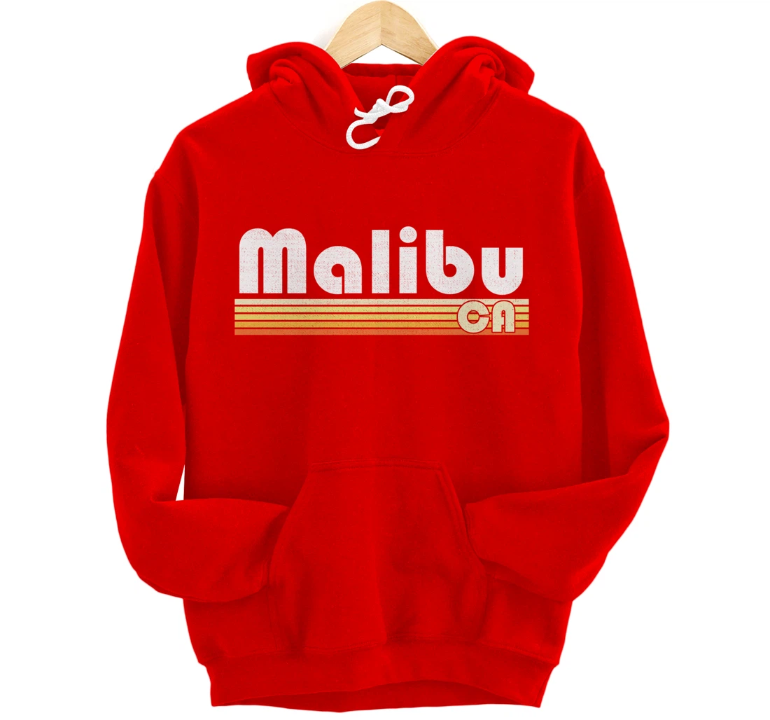Malibu Beach California Retro Style Vintage Pride 70s 80s Pullover Hoodie