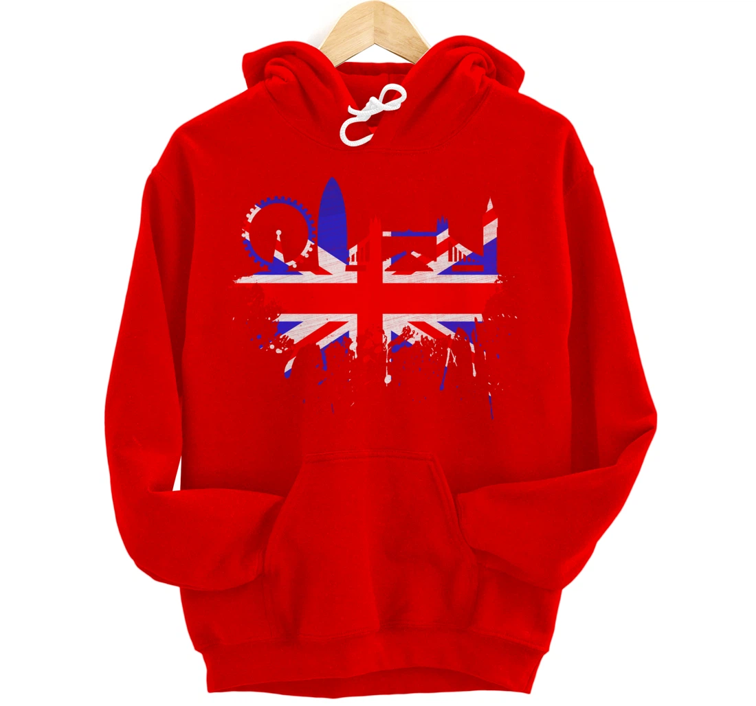 London Skyline England Love Union Jack United Kingdom Flag Pullover Hoodie