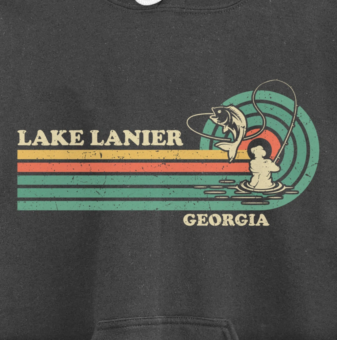 Vintage Retro Summer Fishing Georgia Lanier Lake Pullover Hoodie