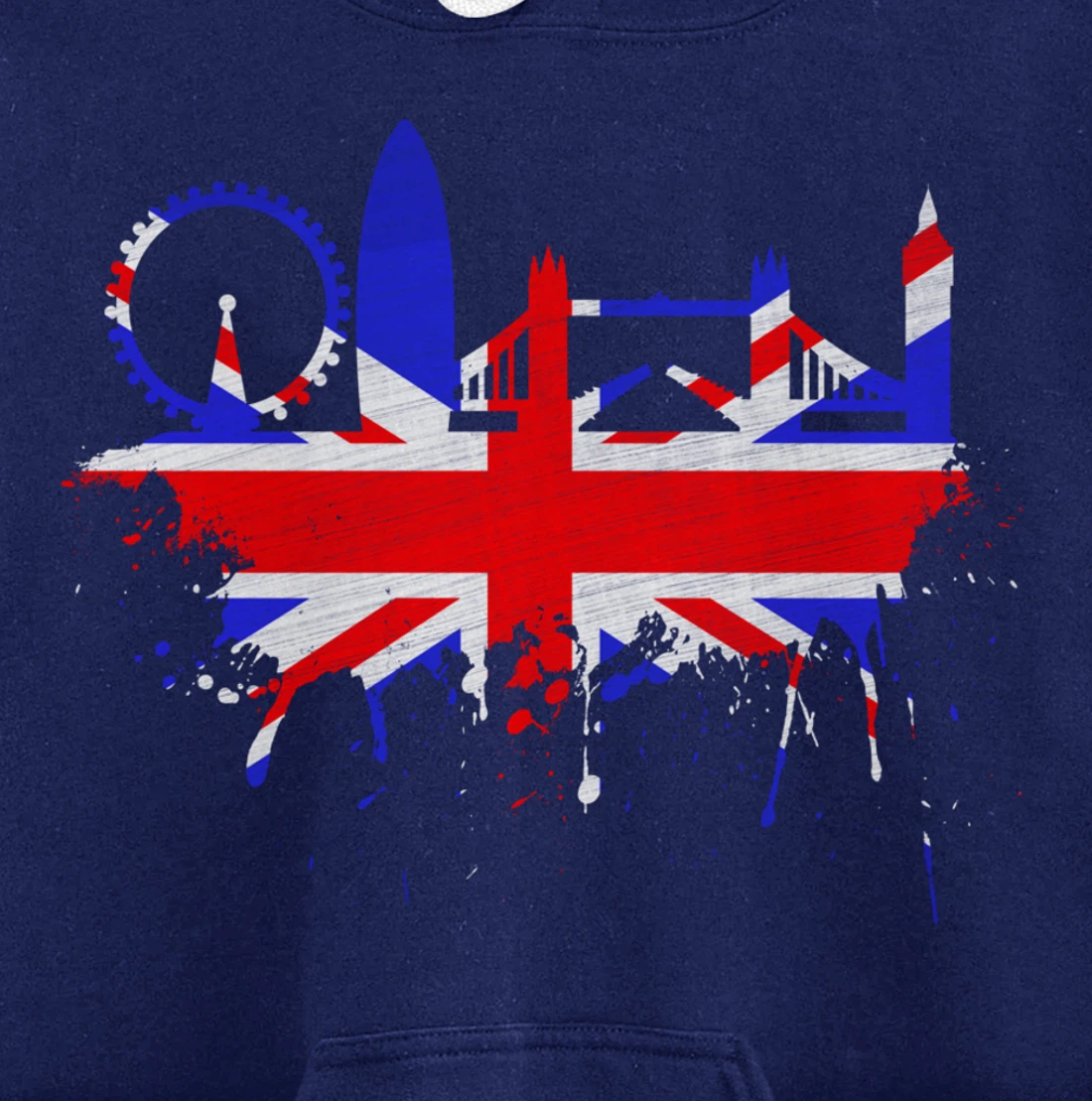 London Skyline England Love Union Jack United Kingdom Flag Pullover Hoodie