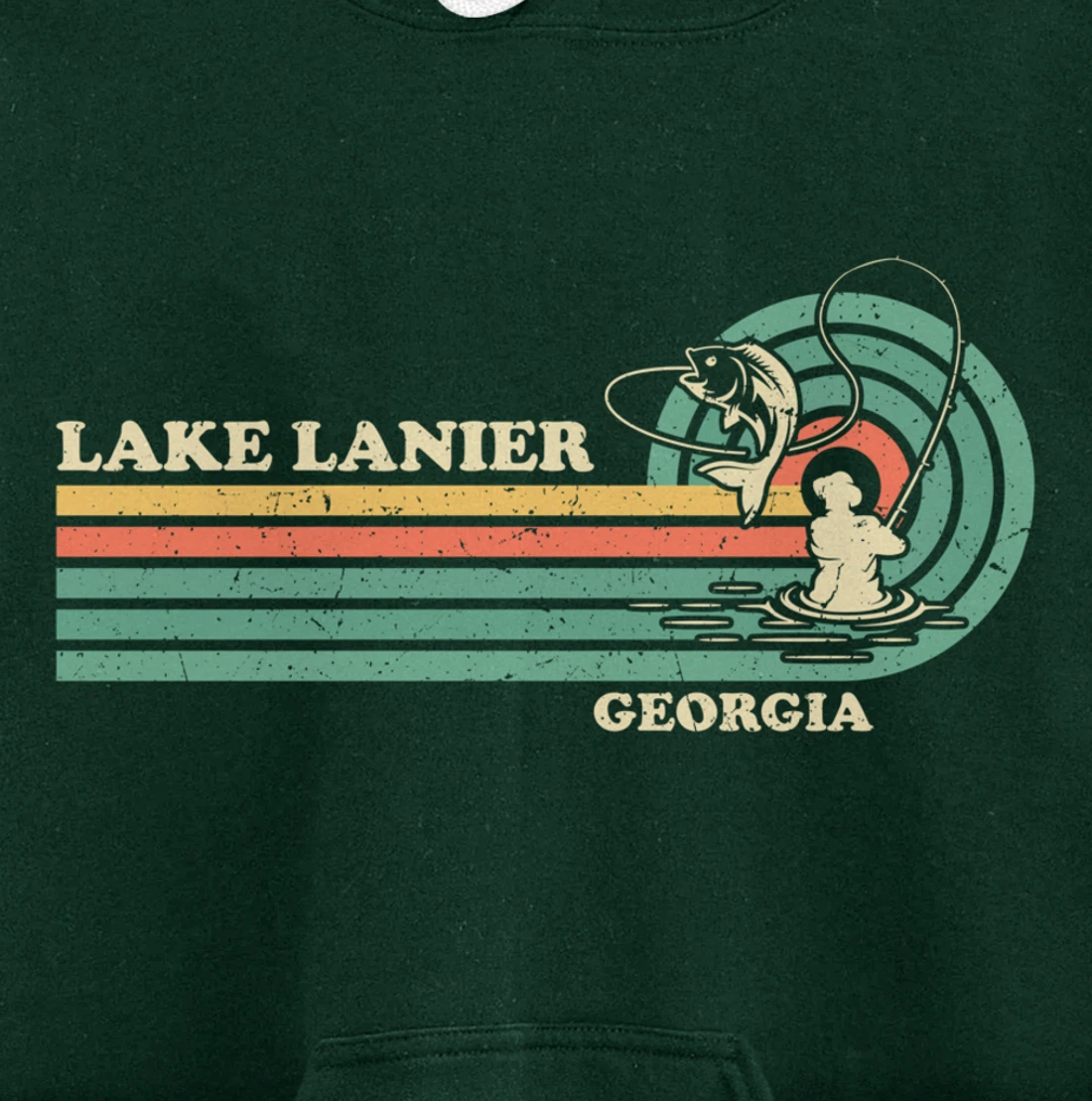Vintage Retro Summer Fishing Georgia Lanier Lake Pullover Hoodie