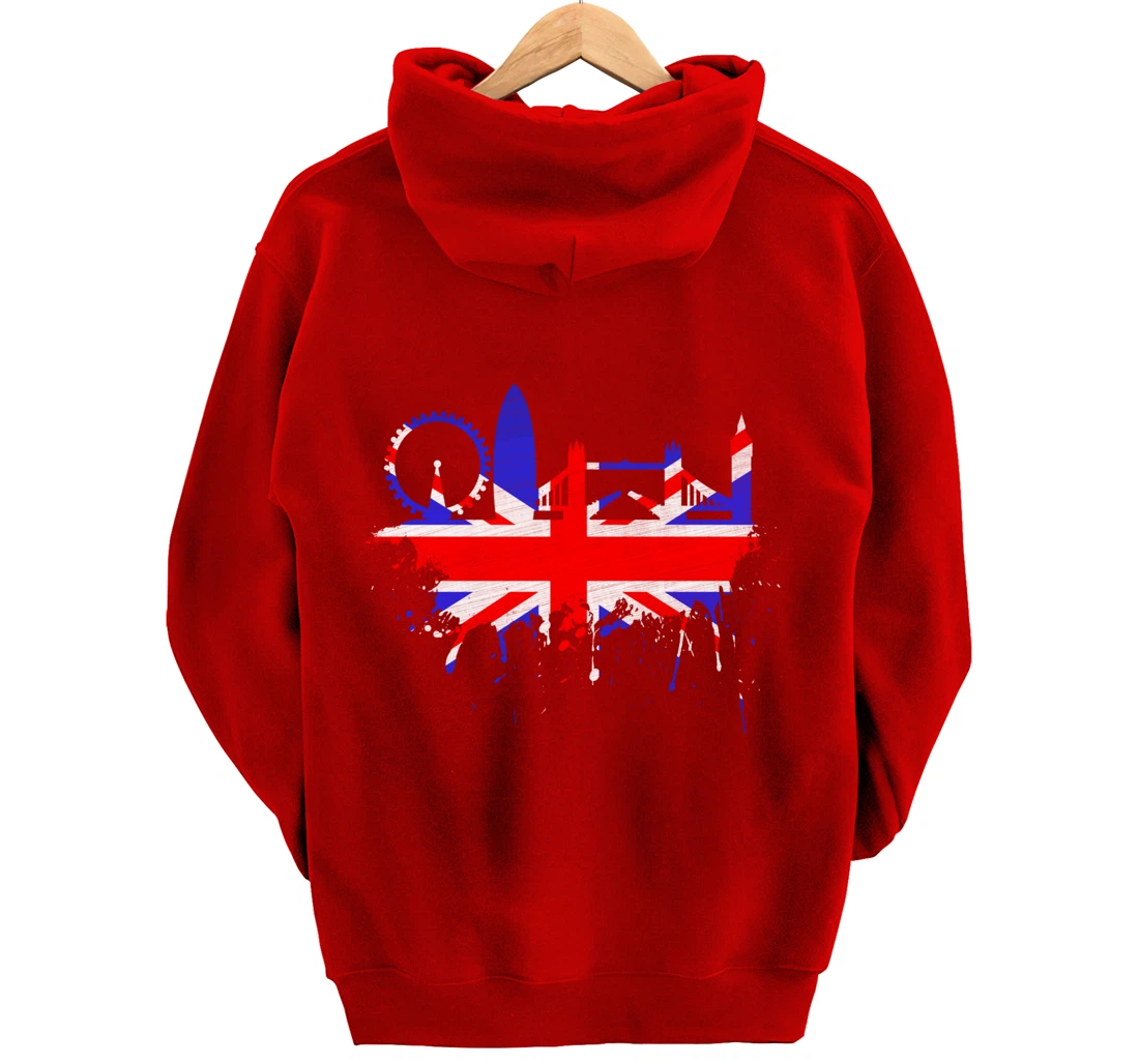 London Skyline England Love Union Jack United Kingdom Flag Pullover Hoodie