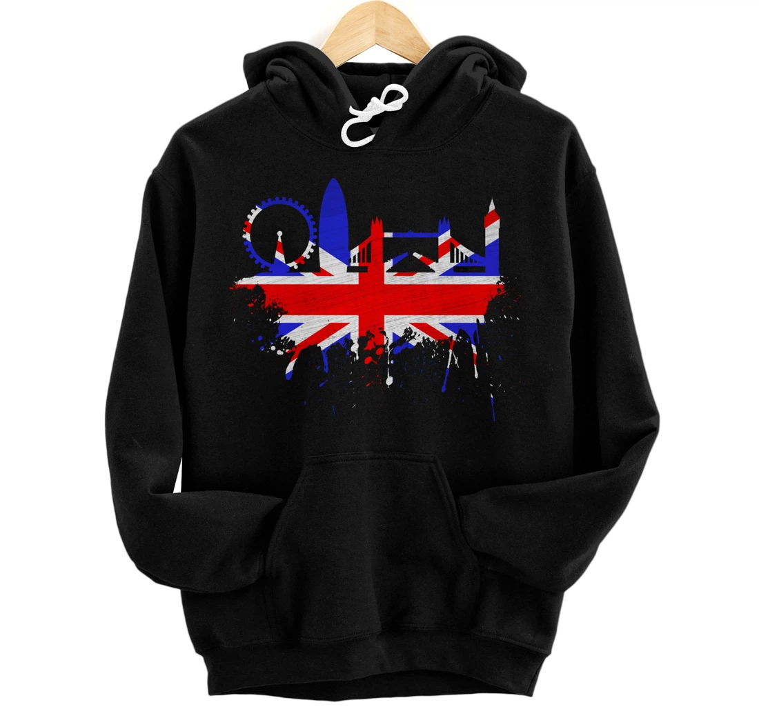 London Skyline England Love Union Jack United Kingdom Flag Pullover Hoodie