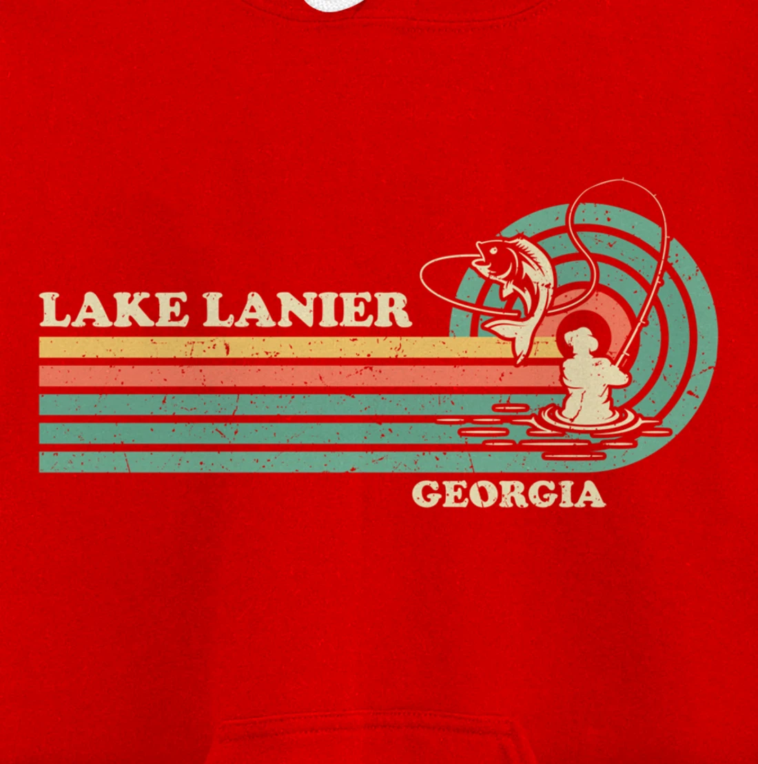 Vintage Retro Summer Fishing Georgia Lanier Lake Pullover Hoodie