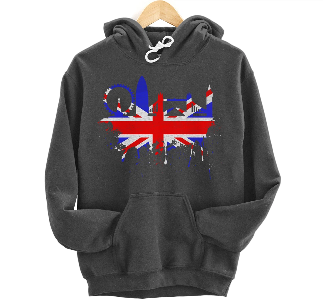 London Skyline England Love Union Jack United Kingdom Flag Pullover Hoodie