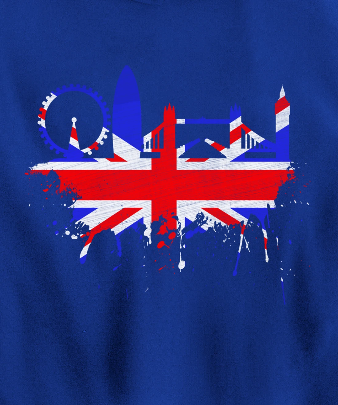 London Skyline England Love Union Jack United Kingdom Flag Pullover Hoodie