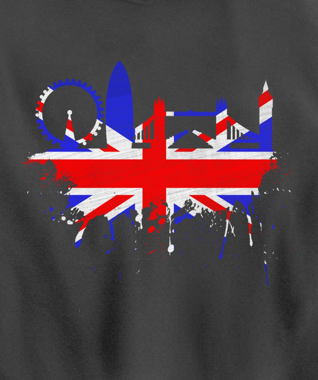 London Skyline England Love Union Jack United Kingdom Flag Pullover Hoodie
