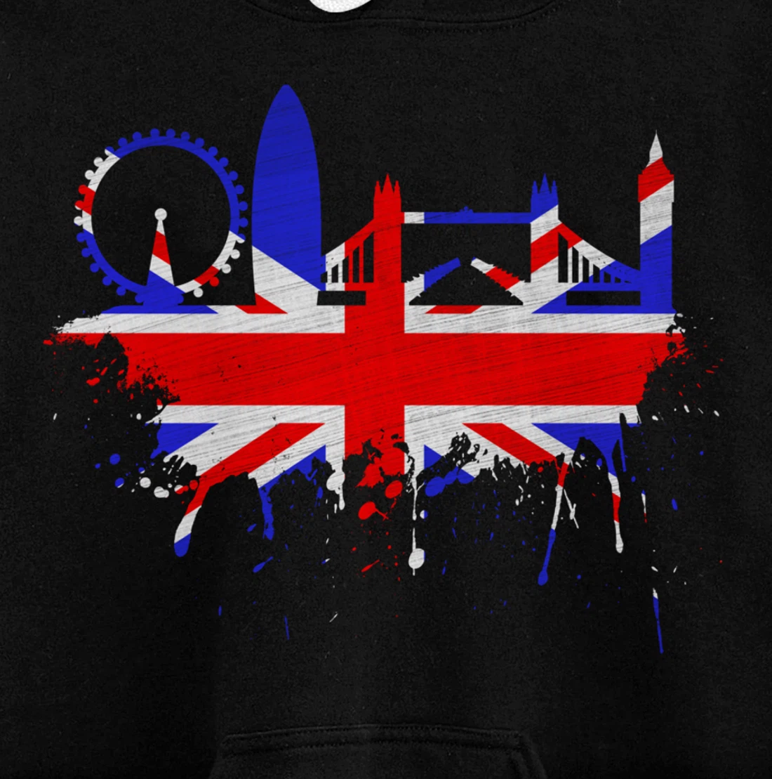 London Skyline England Love Union Jack United Kingdom Flag Pullover Hoodie
